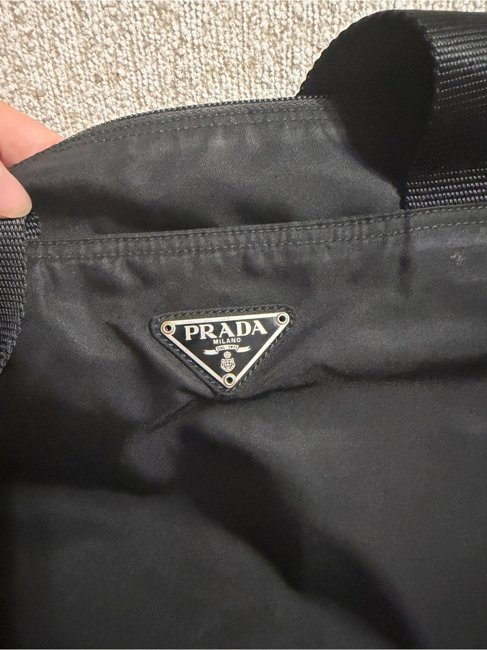 Prada Black Nylon Tote with Wide Black Web Straps - Picture 2 of 11